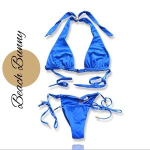 Beach Bunny Blue Bikini with Gold Hardware
